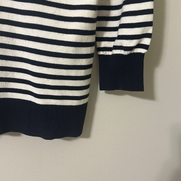 Milly of New York Women’s Boatneck Navy & Cream Striped Sweater Sz Medium Preppy - Picture 6 of 8